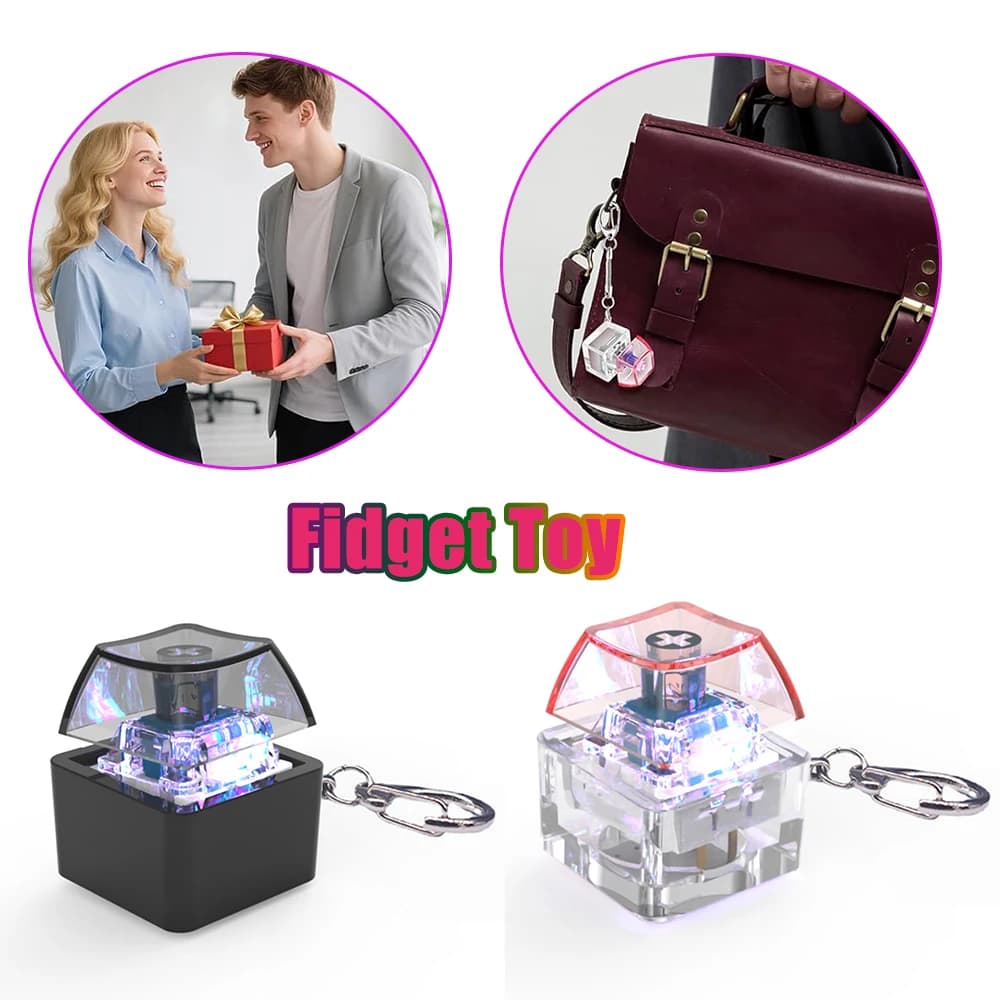 Portachiavi Personalizzato con Tastiera Meccanica Illuminata, Tester di Switch, Keycap, Giocattolo Antistress, Ciondolo, Switch Tattile