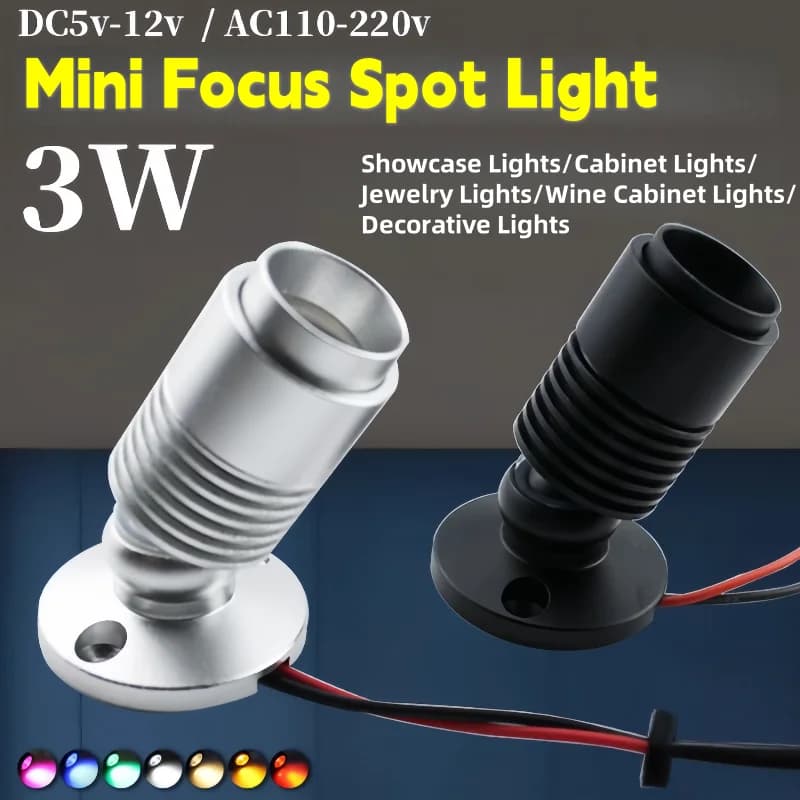 Per interni 3W Angolo Luminoso Regolabile Montaggio Superficie Piccolo Faretto 220V Vetrina 12V Bar Ktv Decor Dimmerabile Luce di Colore