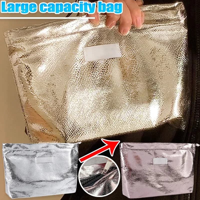 Cosmetic bag with flashing sequins Bag to store make-up with zipper opening Supplies for portable washing Skin care Small items Large container