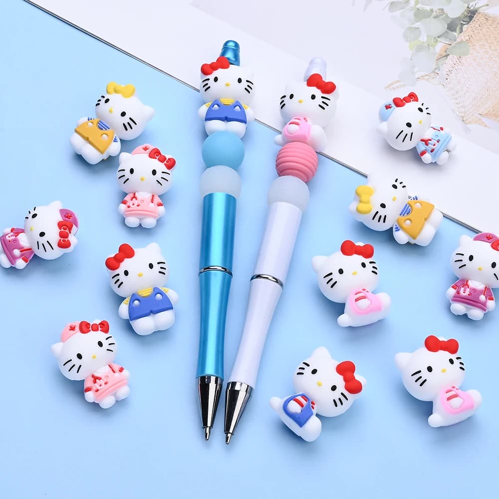 7 pezzi 3D Sanrio a tema perline in silicone Hello Kitty Focus perline per collane fatte a mano fai da te bracciali catene ciuccio che fanno