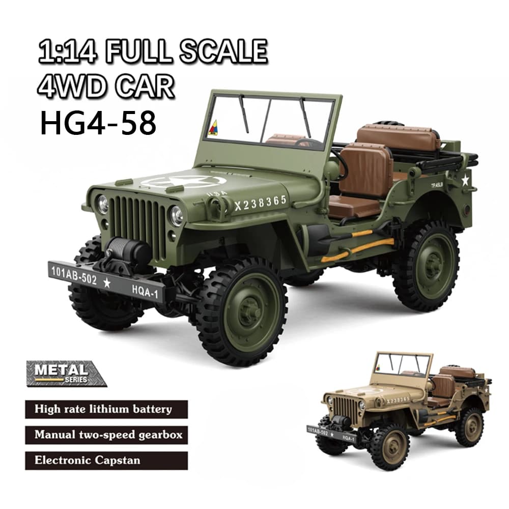 1/14 HG4-58 4WD Arrampicata Elettrico Modello di Controllo Remoto Auto Elettrica Simulazione Camion Militare Giocattolo Per Bambini Per Adulti
