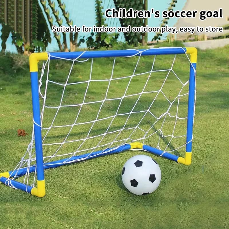 Portable Micro Soccer Goal Set (Net, Pump, Ball Included) Lightweight Indoor Outdoor Gear For Park Beach Training 1Set