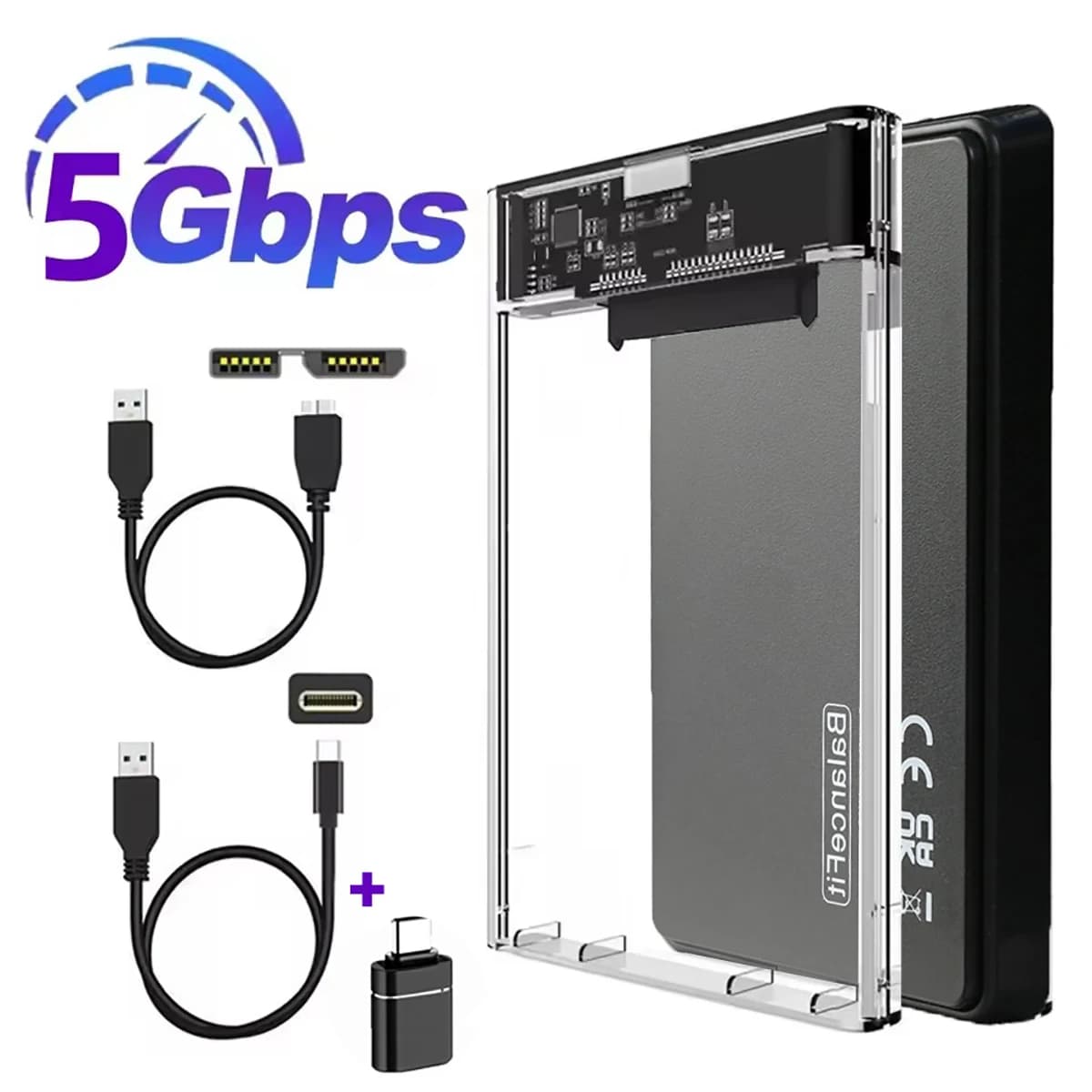 Custodia per disco rigido USB 3.0/USB 3.1 Custodia per disco rigido SATA SSD da 2,5 pollici con velocità di trasferimento di 5 Gbps Scatole per disco rigido con alloggiamento esterno mobile