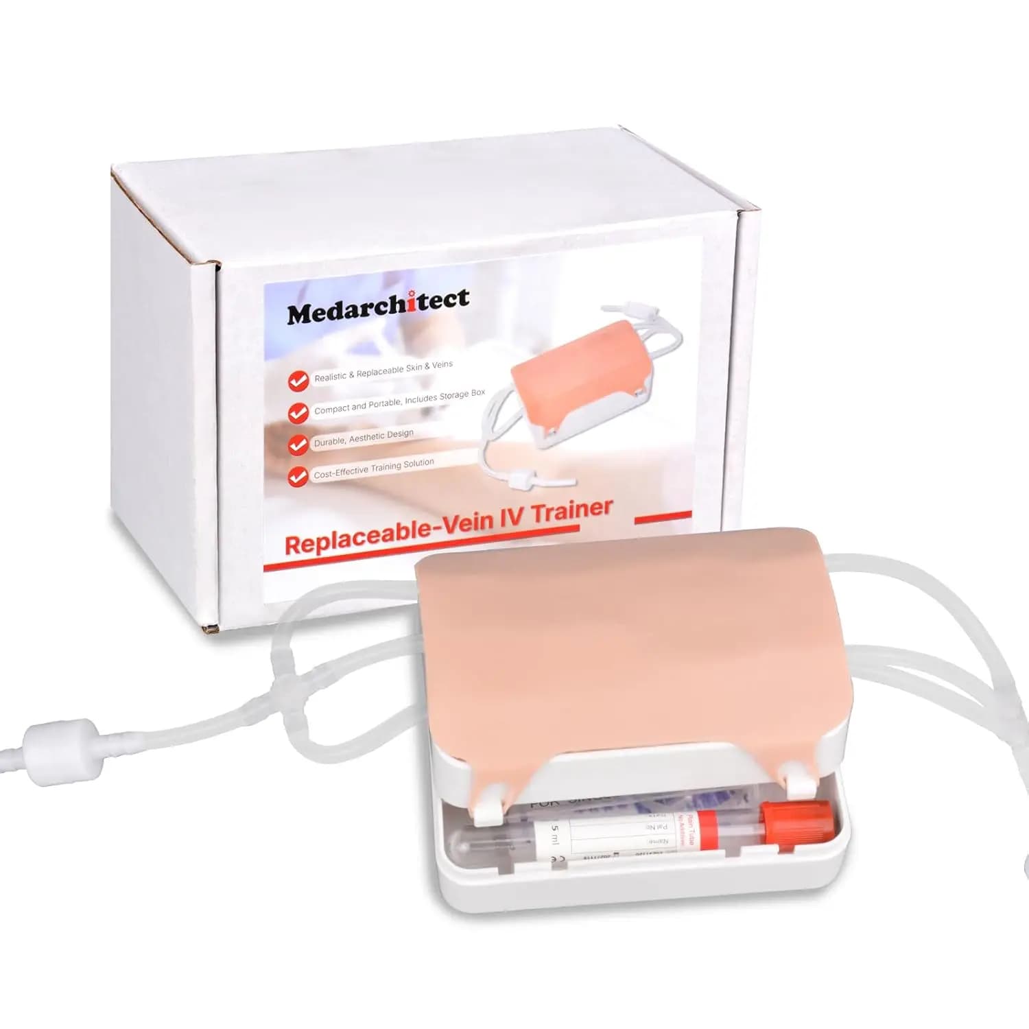 Kit di Pratica per Flebotomia Medarchitect, Kit Portatile per Avvio IV con Parti Sostituibili, Formazione per Prelievo di Sangue per Infermieri e Medici