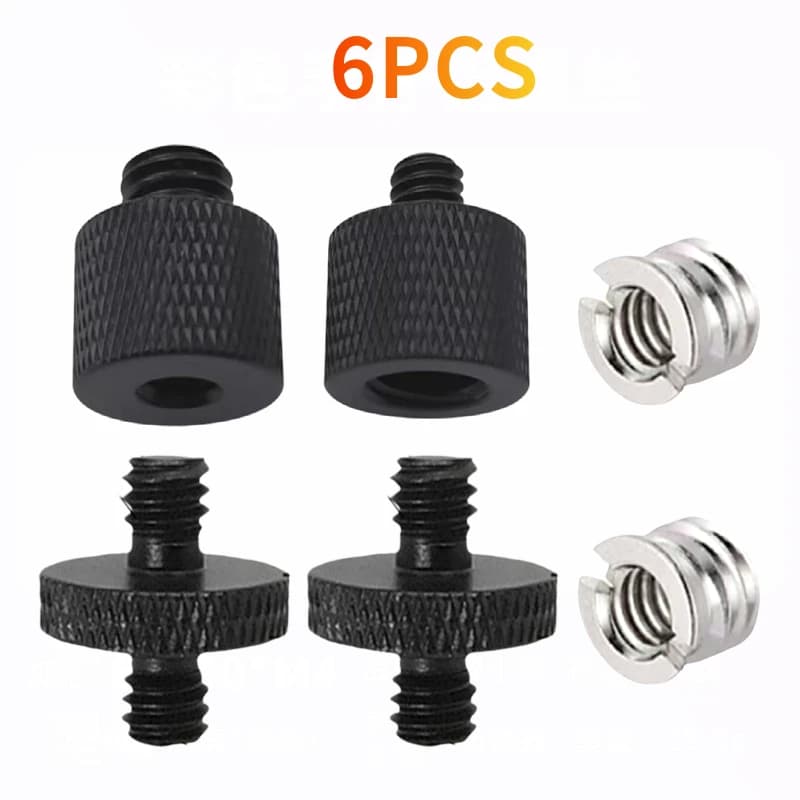 Set of six conversion screws from 1/4M to 3/8 female, from 3/8M to 1/4F Tripod bracket for video photo Male to male adapter Accessories for screws