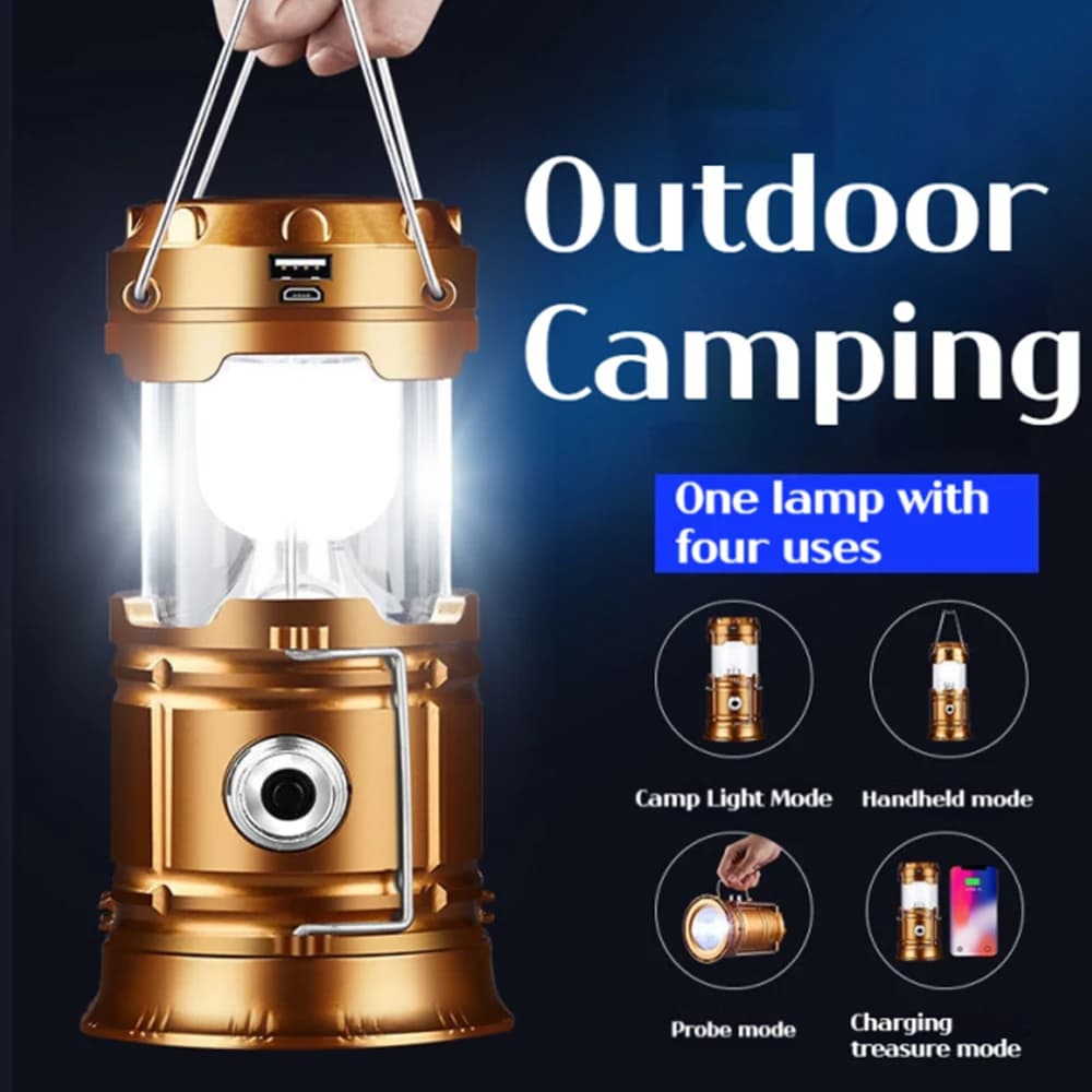 Luce da campeggio a LED Cavallo solare USB ricaricabile portatile leggero pieghevole luce di emergenza esterna escursionismo Flash anti-uracano