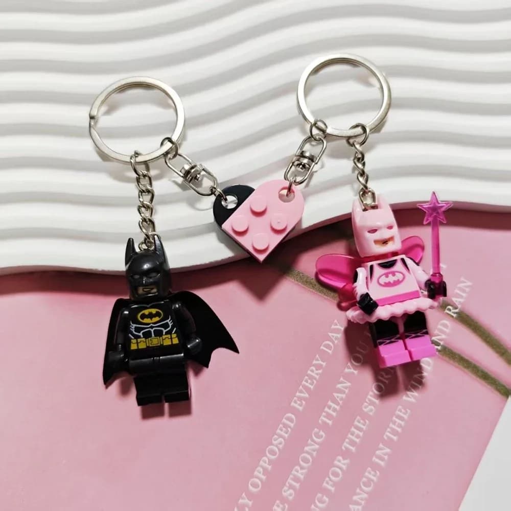 Beautiful hand-made keychain with fairy star 3D pink bat Y2k Keychain with heart lock Backpack with pendant Keychain for couple Gifts