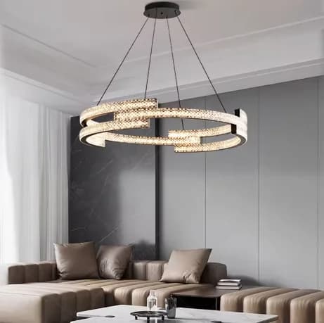 Lampadario moderno a LED semplice per soggiorno, camera da letto, sala da pranzo, lampada da cucina, lampada a sospensione con design geometrico ad anello rotondo nero