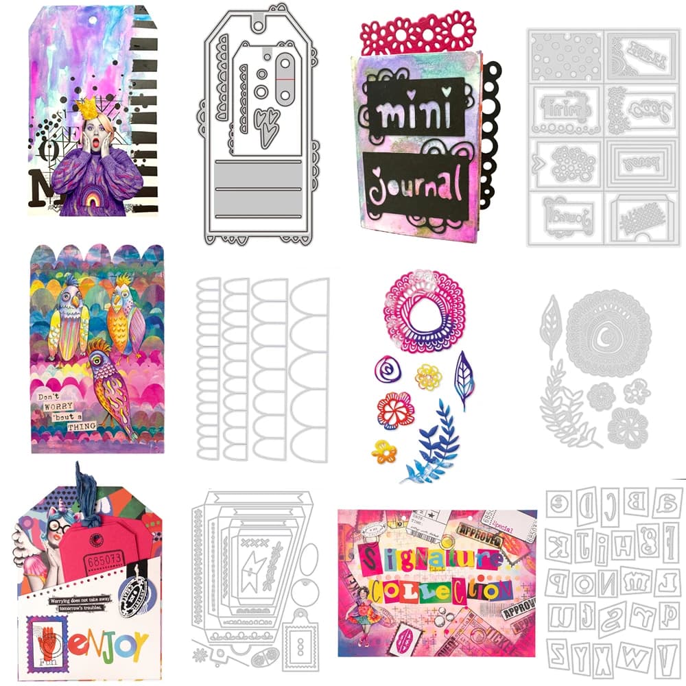 Multi-layer Label Nested Tags Metal Cutting Dies Alphabet Flower Die Set For DIY Scrapbooking Photo Album Card Making Stencils
