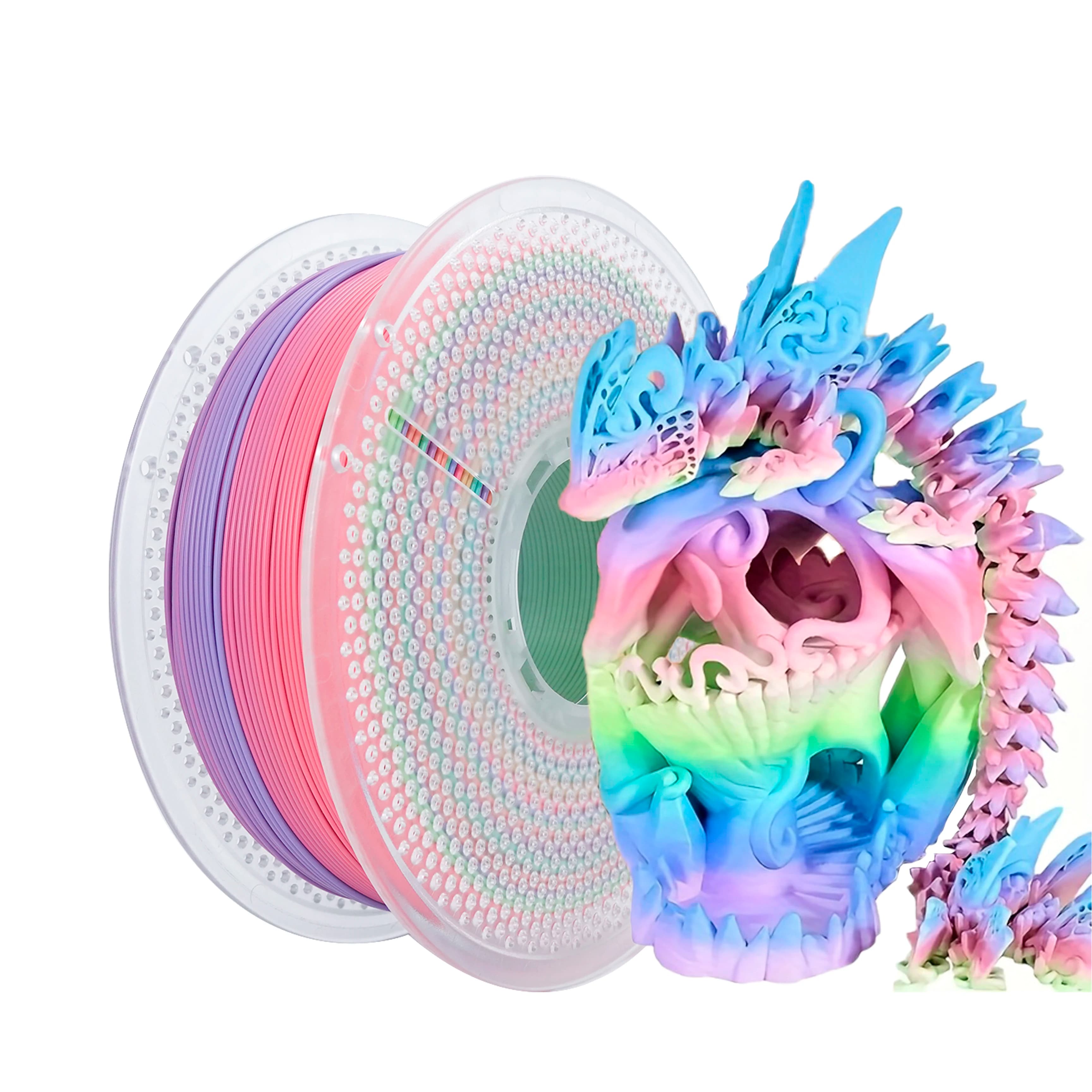 Filament for PLA 3D printer rainbow 1,75 mm, PLA 3 D printing filament matt +/- 0.03 mm, 1 kg/2.2 pounds Macaron Gradient 1 kg