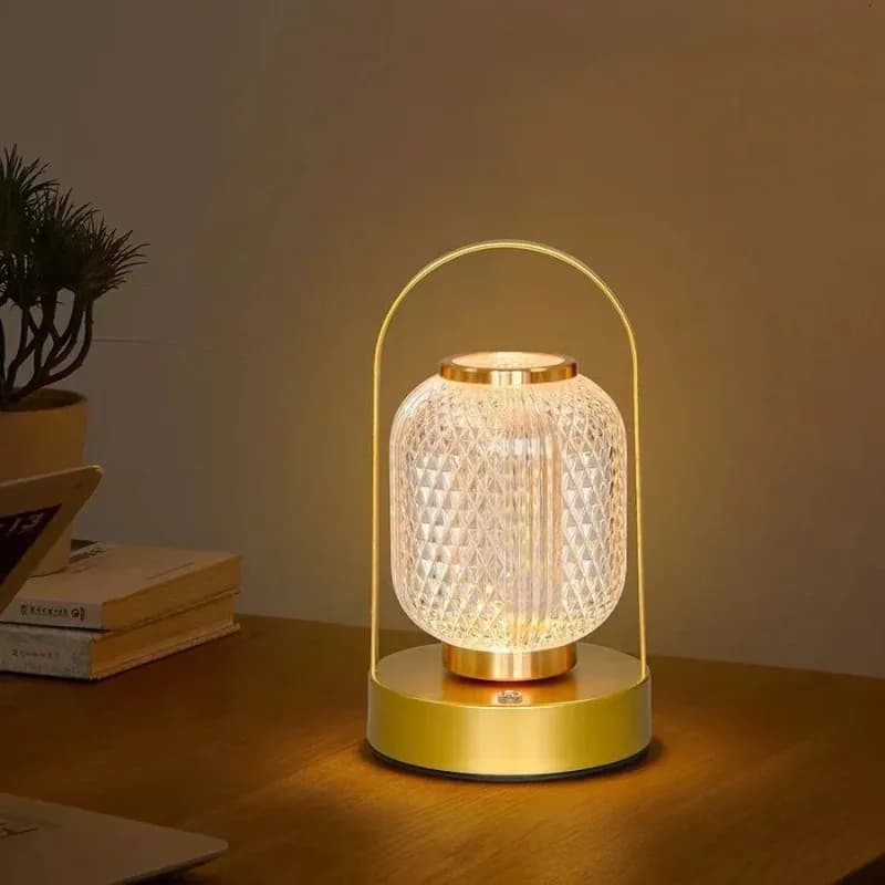Lampada da Tavolo LED Retrò Ricaricabile, Luce Notturna in Acrilico USB con Controllo Touch, Illuminazione Portatile per Camera da Letto e Soggiorno