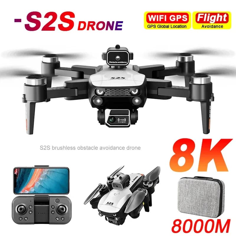 2026New S2S Mini Drone 4k 8K HD Macchina Fotografica Evitamento Ostacoli Fotografia Aerea Motore Brushless Pieghevole Rc Quadcopter Giocattolo Del Capretto