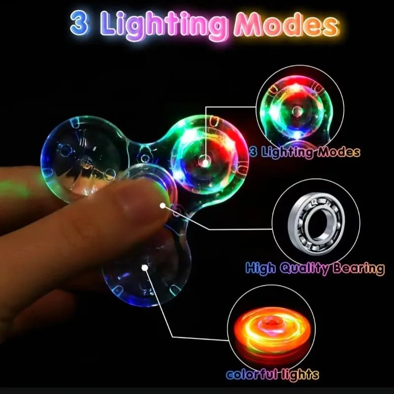 Luminoso LED Light Fidget Spinner Hand Top Spinners Glow in Dark Light Best Seller Nuovi giocattoli antistress per dita trasparenti