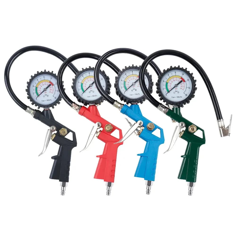 Tyre pressure gauge with EU interface, auto, motorcycle, SUV, repair tool, pressure gun type for air compressor