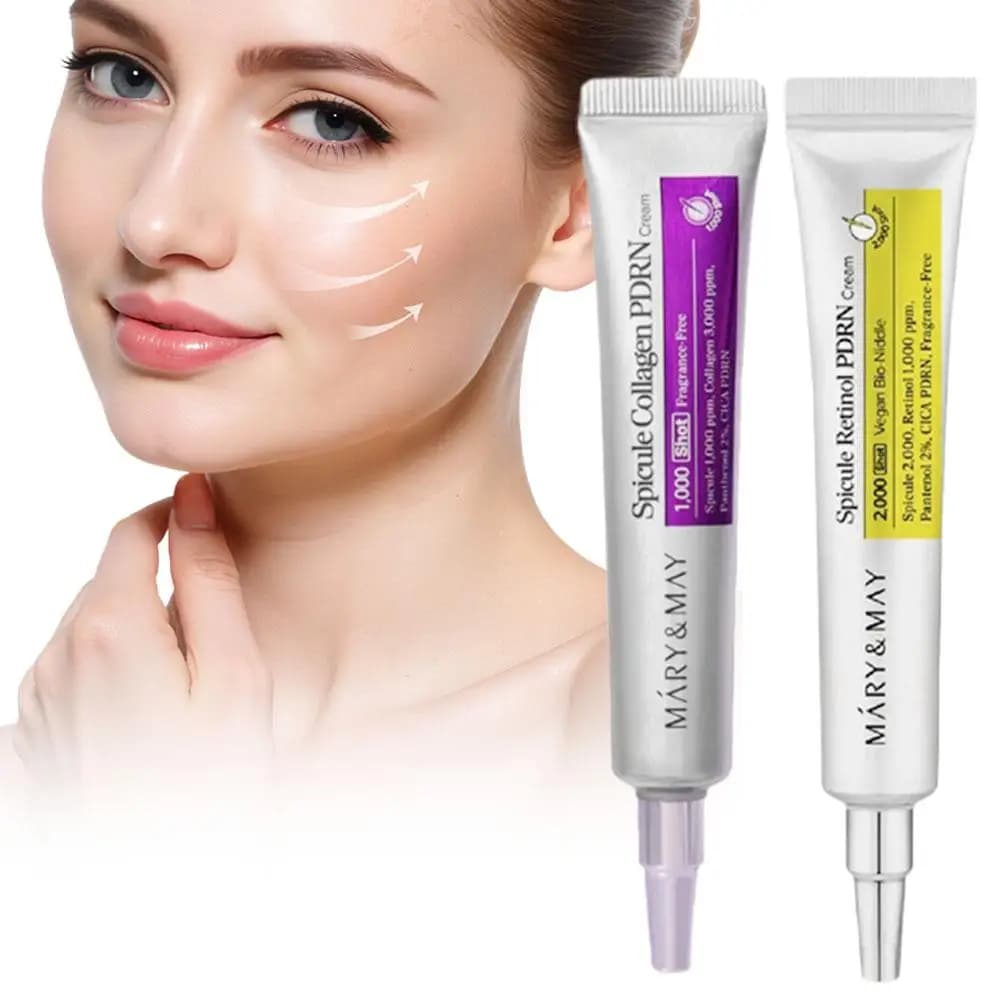 Mary&May Crema al Retinolo con Spicule, Collagene, PDRN 1000ppm, Pantenolo, CICA, Crema Multi-Effetto Anti-Età, Illuminante e Idratante per la Cura della Pelle