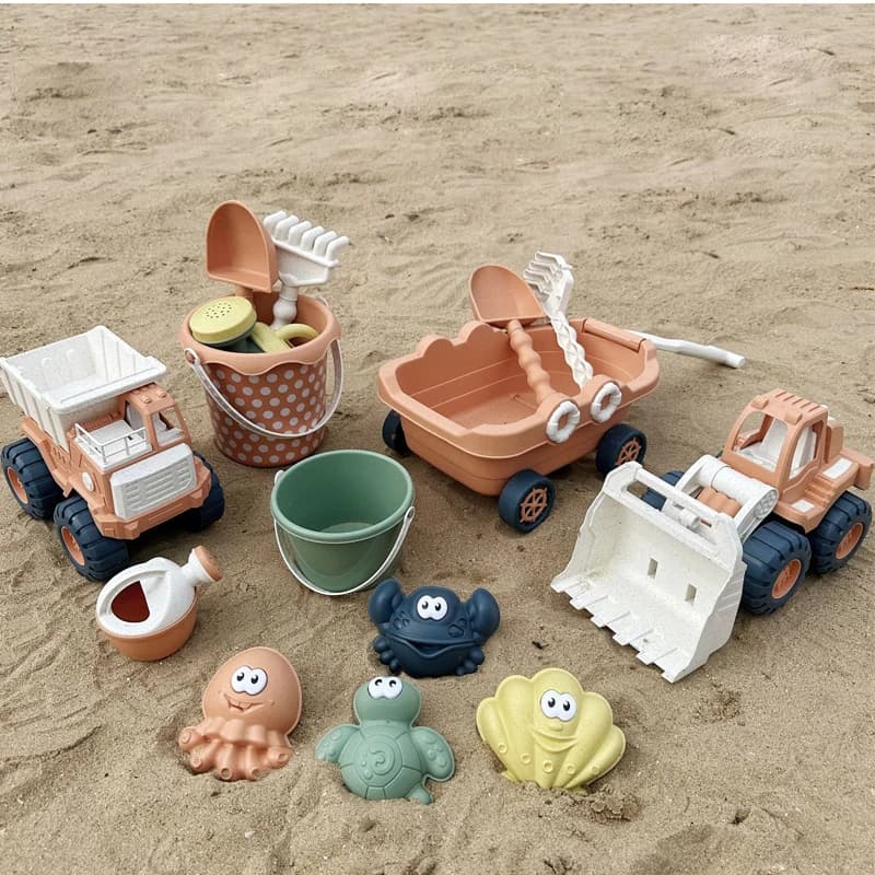 Bambini Acqua di sabbia Set da gioco Giocattoli per bambini Trolley Bulldozer Secchio da spiaggia Pala Tirato a mano Camion di sabbia Estate Mare Giocattoli di sabbia