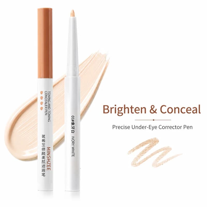 Korean Aegyo Sal Under Eye Brightener Concealer Pen, Waterproof Long Lasting Creamy Dark Circle Corrector Pencil, 2 Shades