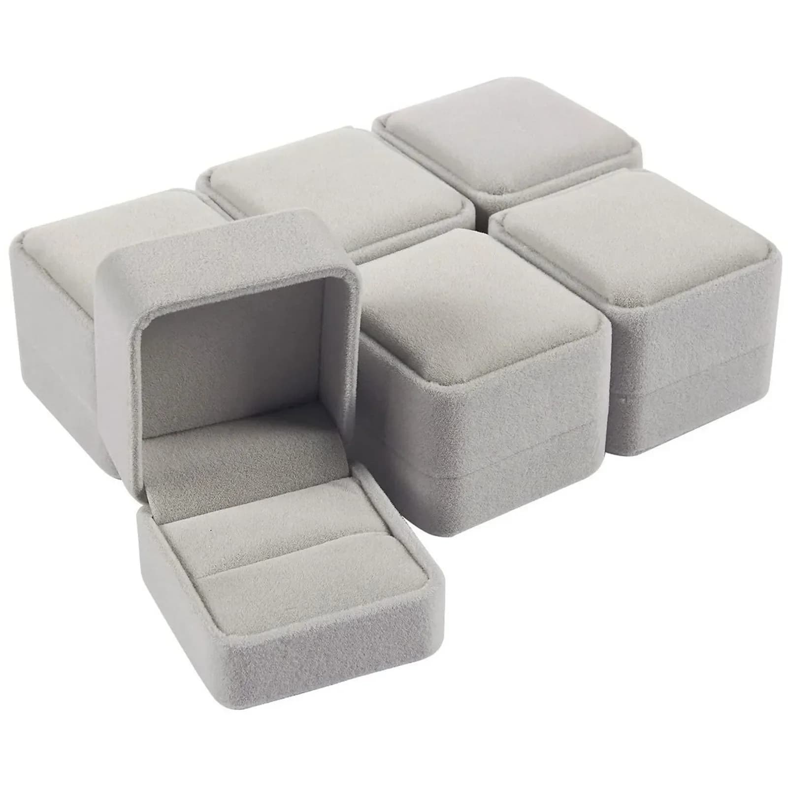 6PCS quadrato anello di velluto scatola anelli orecchini borchie organizzatore di immagazzinaggio gioielli confezione regalo proposta romantica scatola di fedi nuziali