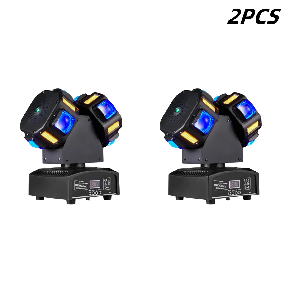 2X Luci LED Mobili Dual 3in1 con Effetto Strobo 8x12w RGBW Oro Rosso Verde Stella, Effetto Luminoso DJ per Club, Discoteca e Palcoscenico