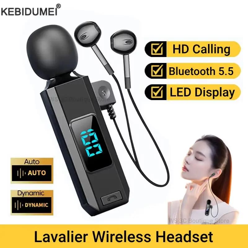 Bluetooth 5.5 Bluetooth Lavalier Headphones Wireless Bluetooth Headphones with Microphones HD Calls Audiors with Noise Cancellation Sports hifi headphones