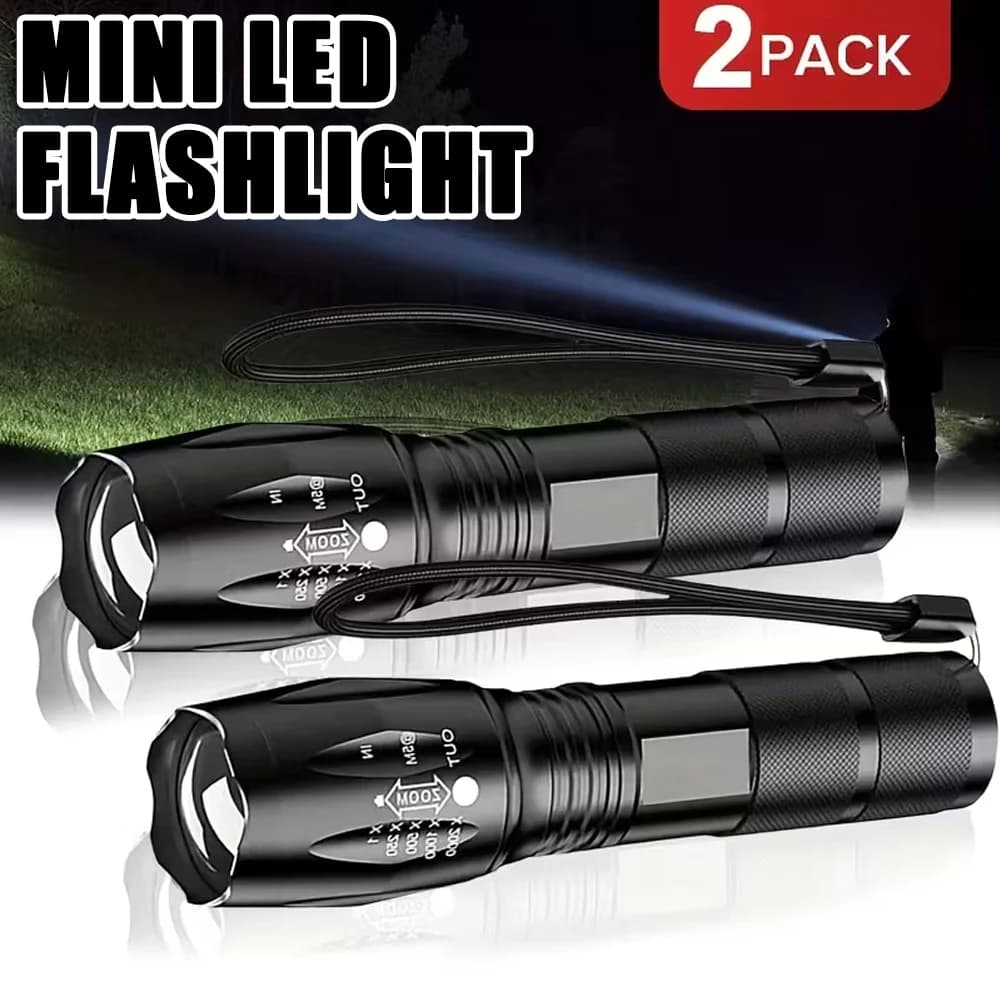 Mini torce portatili a LED Utilizza torcia zoom telescopica con batteria 3 * AAA/18650 con lega di alluminio Materiale impermeabile per il campeggio