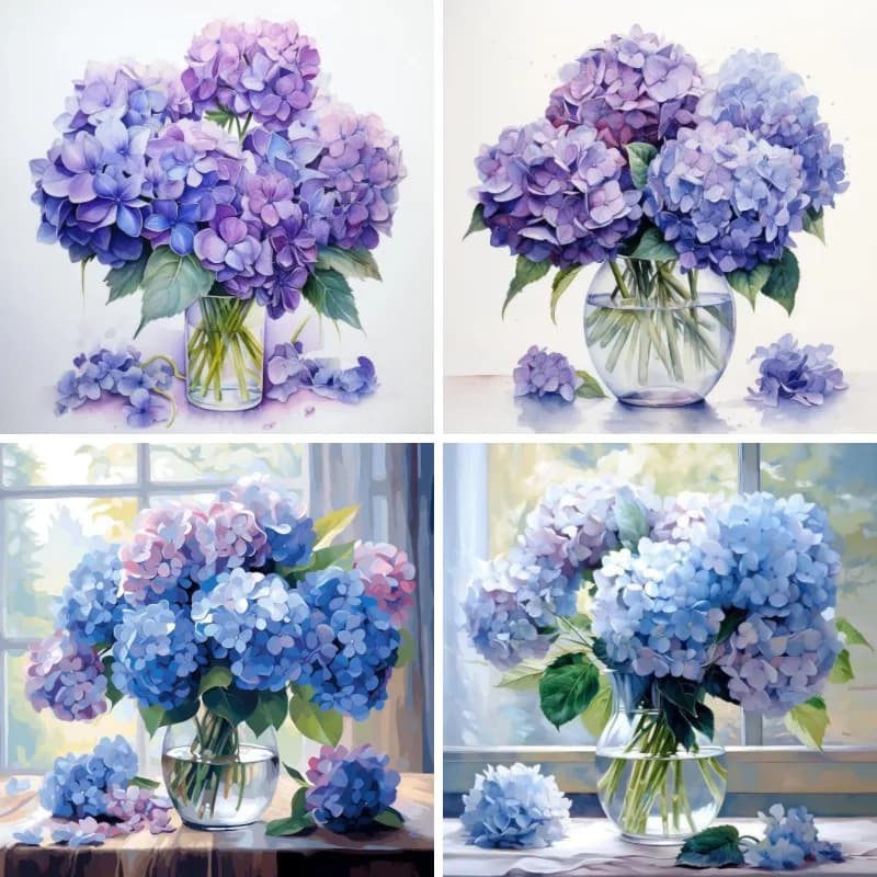 Diamond Painting Hydrangeas Flowers Kits for Adults,Full Drill Paint with Diamond,DIY Gem Art ,Adults Square Mosaic Painting Art