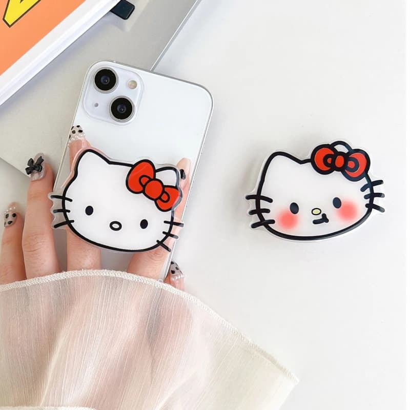 Anime Sanrio Hello Kitty Staffa per telefono cellulare KT Cat Pasta pieghevole telescopica Fibbia per dito Anello Fibbia Iphone Regali di Natale