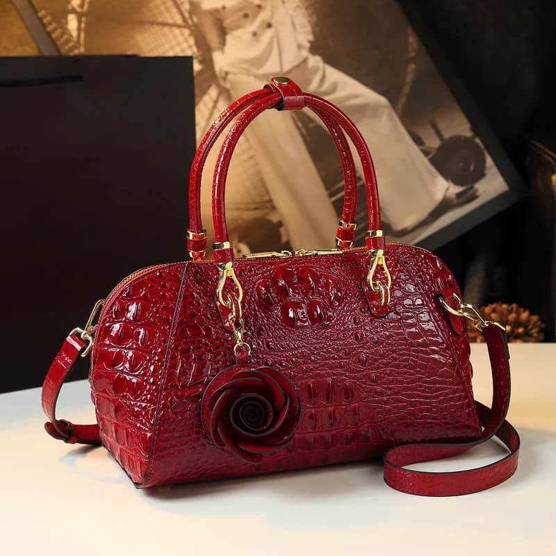 Women's genuine leather handbag woman handbag with crocodile pattern shoulder bag with tassel fashion portable shoulder bag