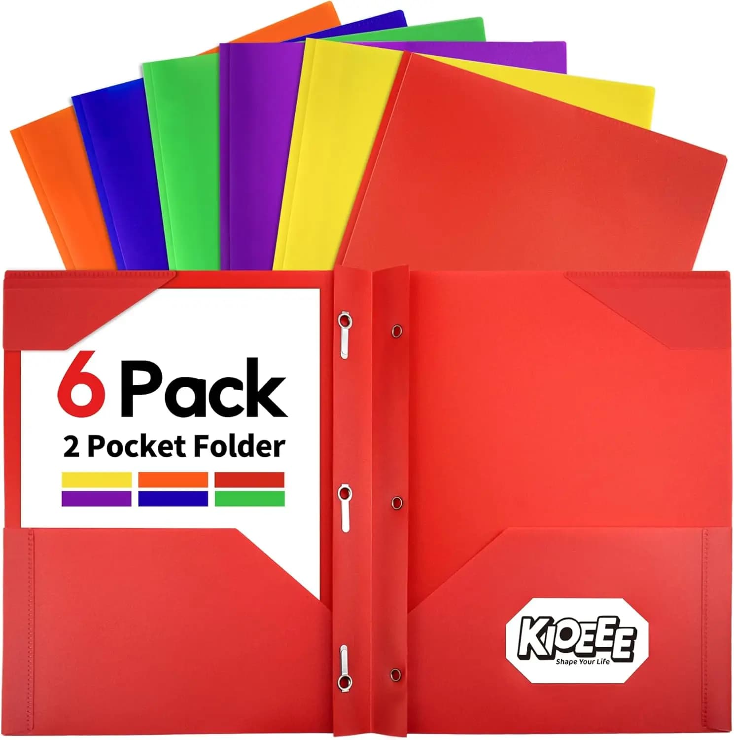 Cartelle in Plastica con Tasche e Chiusura a Clip, Confezione da 6 Cartelle Portadocumenti Resistenti in Colori Assortiti per Scuola e Ufficio
