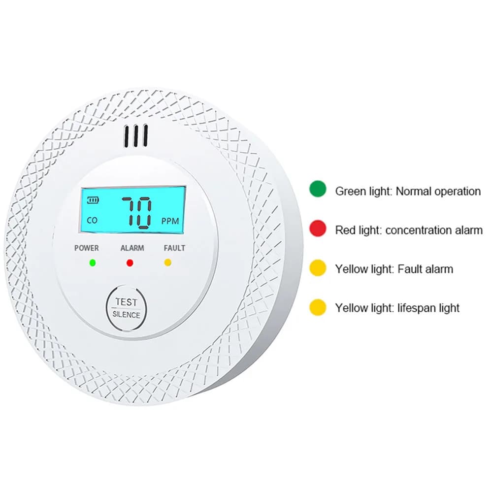 Carbon Monoxide Alarm Detector with LEDs CO Detector Battery Powered Carbon Monoxide Detector Alarm LCD Display for Home Hotel