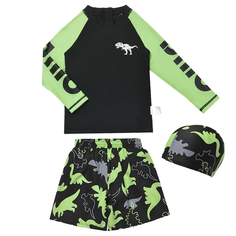 New Children's Divided Swimwear Boys Cartoon Solar Protection Boys Swimwear for Kids Quick Drying Teenage Kids Bathroom Costumes with Hood