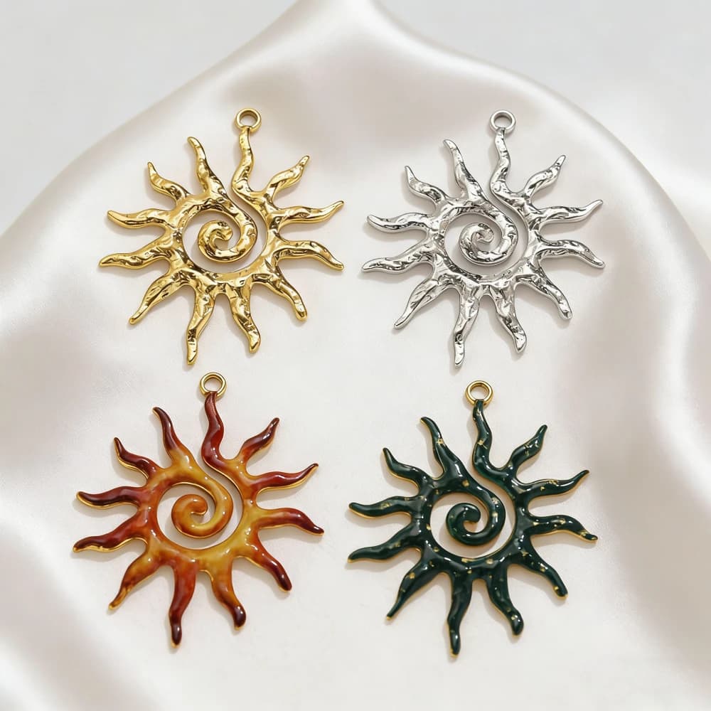 5 Pieces Vintage Spiral Pendants in Stainless Steel Sun Gold Plated for Creation Jewelry Make by You Necklaces Accessories Made by Hand Waterproof