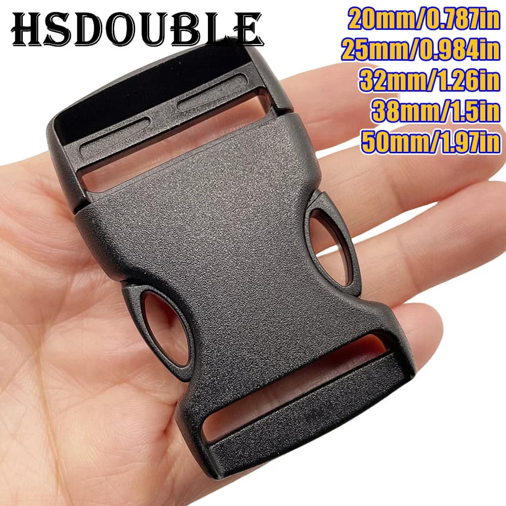 2 pz/pacco 20mm 25mm 32mm 38mm 50mm fibbia in plastica nera ad arco e interno staccare fibbia per cinghie zaino zaino sportivo all'aria aperta