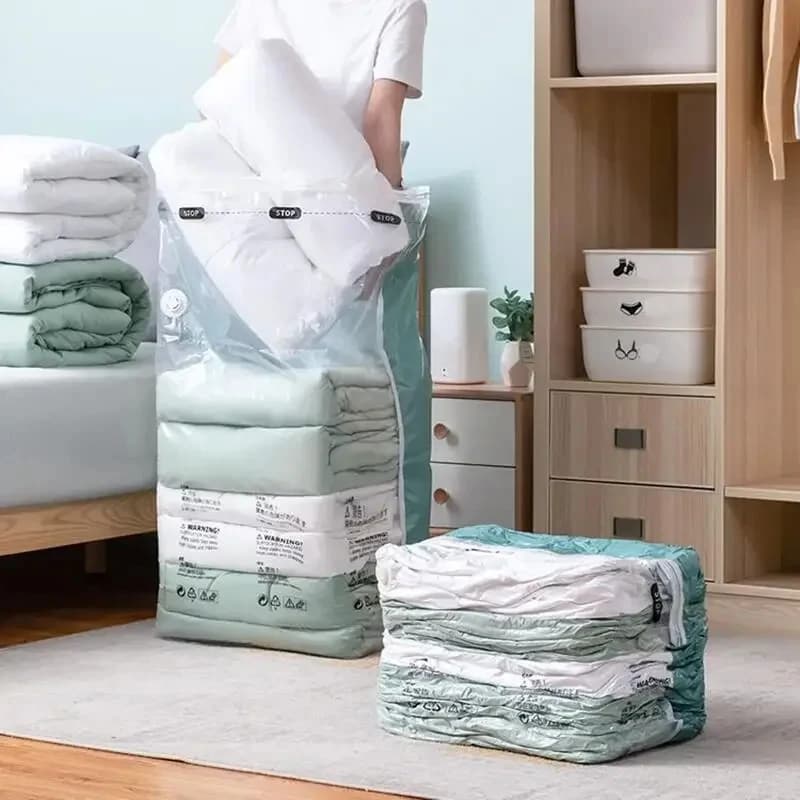 Pumpless Vacuum Bags, Large Plastic Bags to Store Clothes and Covers, Empty Comprehensible Bags, Travel Accessories