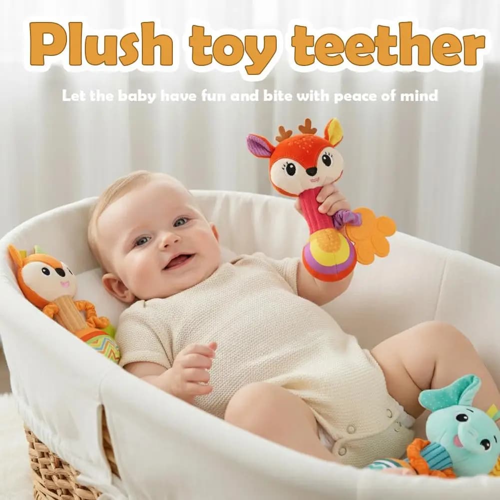 Giocattolo di peluche con sonaglio per neonati, morbido sonaglio a forma di animale, palla sensoriale educativa per l'allenamento, giocattoli in tessuto V8U7