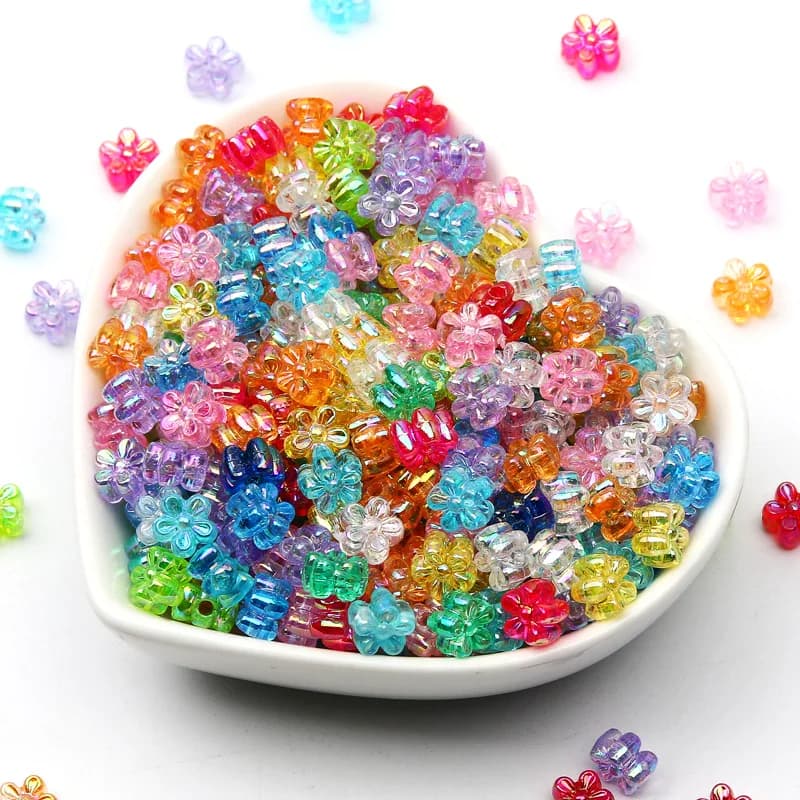 100 pz 4x7mm Piccolo AB Colore Acrilico Fiore Perline Mix Lucido Branelli Allentati Del Distanziatore Per La Produzione di Gioielli Fai Da Te Collana Del Braccialetto Portachiavi