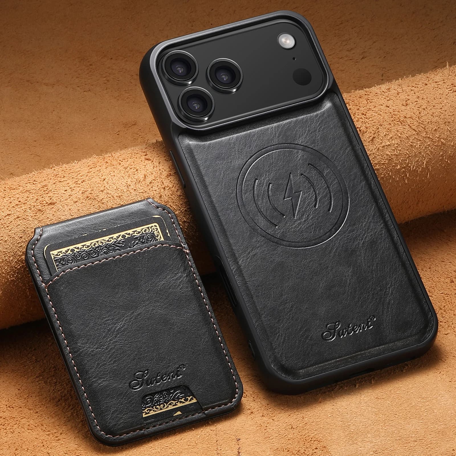Mobile phone case with wireless charging, magnetic card holder and photo frame for iPhone 17 Pro Max 16 Plus 15 14 13 12