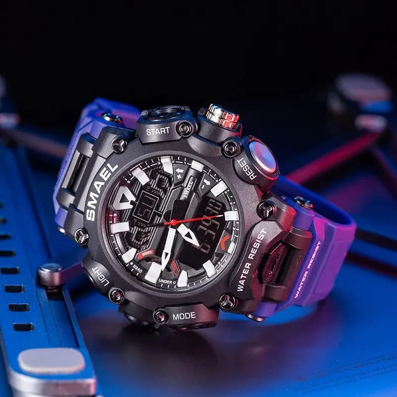 Military Watch Waterproof Sport 50M Digital Analog Chronograph Wrist Watch Week Display Alarm Clock 8053 Digital Men's Watch
