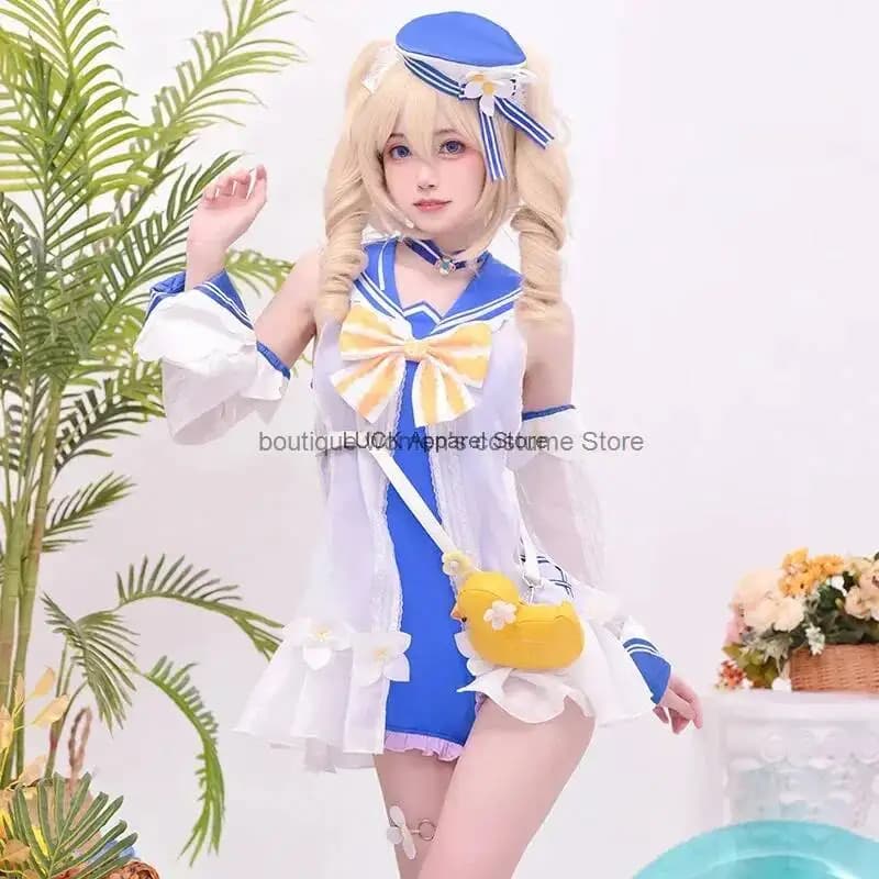 Genshin Impact Barbara Cosplay Costume Woman Cute Swimwear Sexy Swimwear Jumpsuit Uniform Halloween Carnival Uniforms Customized