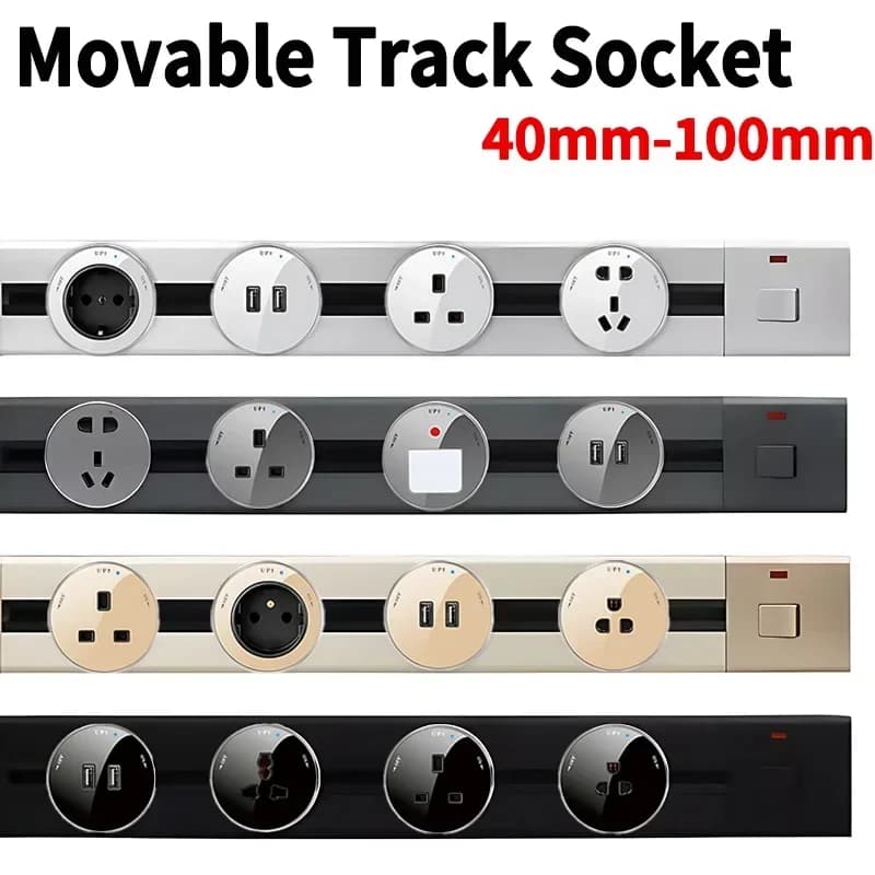 Power Track elettrodomestici presa universale adattatore per spina elettrica con USB, ciabatta per montaggio a parete con adattatore per presa rimovibile