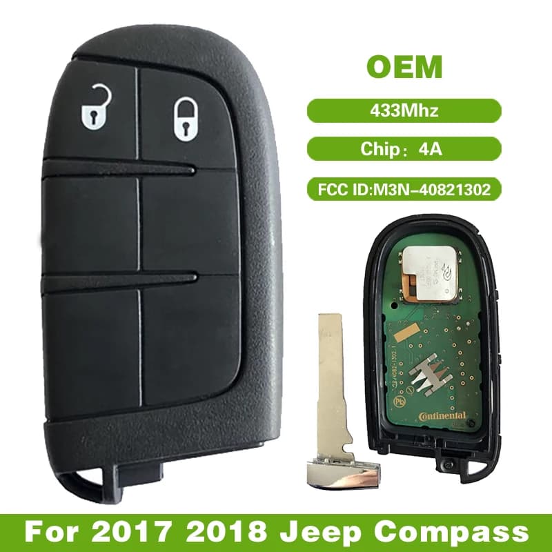 CN086028 Original 2 Buttons For Jeep Compass M3N-40821302 Smart Remote Control Key 433mhz 4A Chip Keyless Entry SIP22 Blade