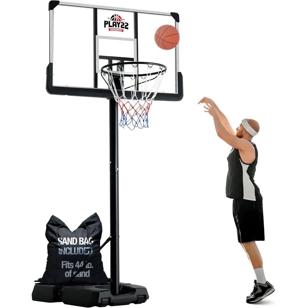 Sistema di Canestro da Basket Regolabile con Tabellone Infrangibile da 44 Pollici per Bambini e Adulti - Base Resistente alle Intemperie per Interni ed Esterni