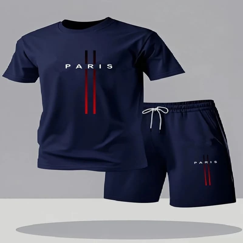 Complete Men's Summer 2026, New and Popular, Two Pieces, T-shirts and Casual Shorts, Slim fit, Breathable and Sporty.
