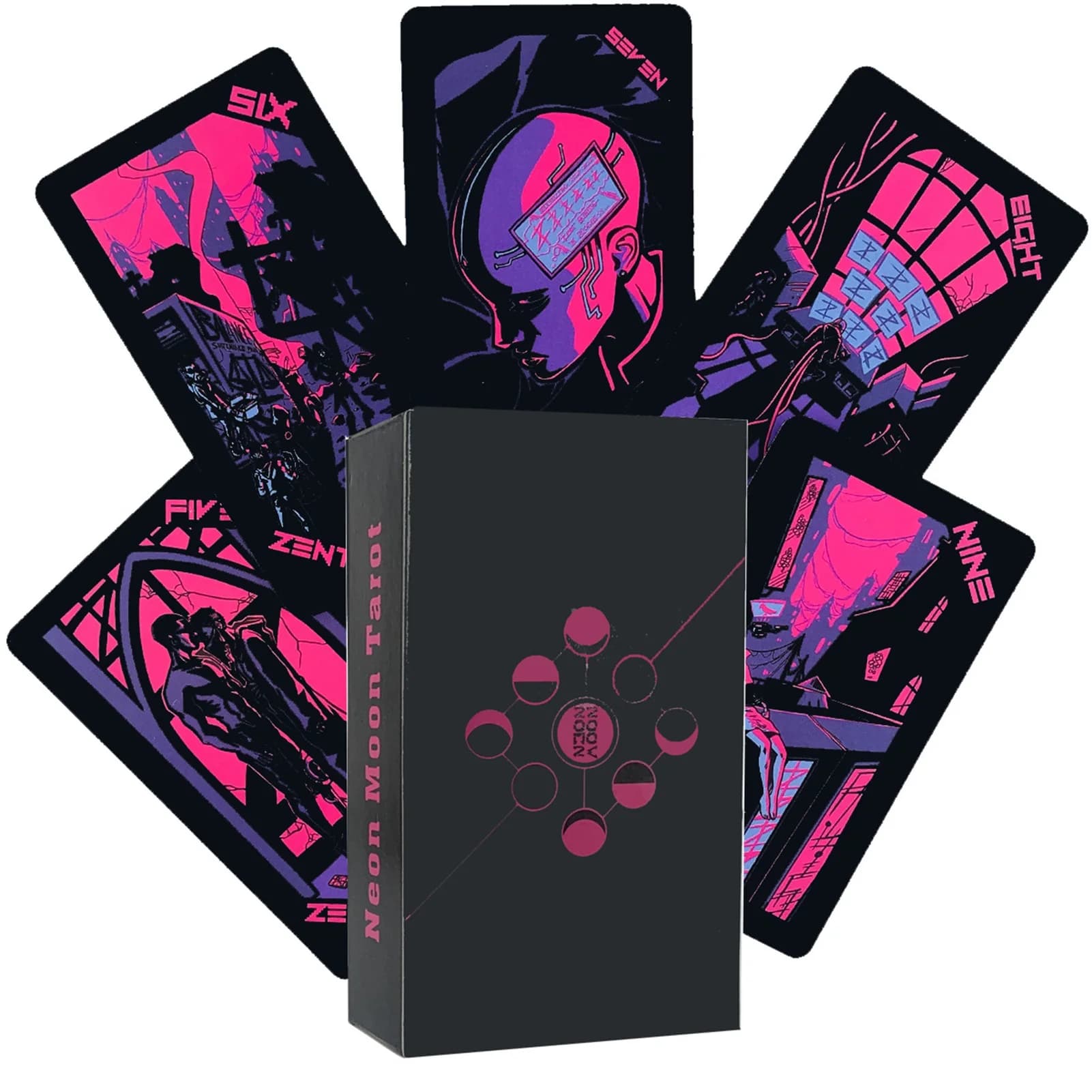 Mazzo di tarocchi Neon Moon - Dimensioni tascabili con carte dei tarocchi Tuck Box per tarocchi del gioco da tavolo di divinazione del destino