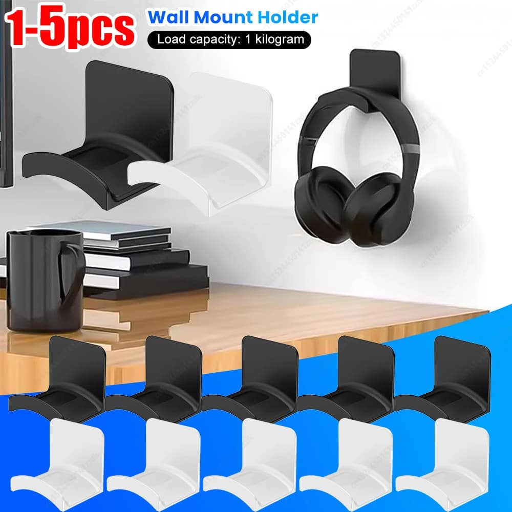 1-5 pieces universal support for headphones plastic adhesive support for wall mounting under desk support for headphone rack support for earphones