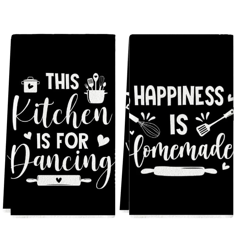 2 pezzi, strofinacci da cucina con testo divertente su sfondo nero, set di strofinacci 40 cm*60 cm, panno per la pulizia super assorbente e morbido, strofinaccio per cucinare e preparare il tè, asciugamano per le mani, panno per la pulizia, strofinaccio, decorazione per la cucina, decorazione per il soggiorno, articoli essenziali per la cucina, articoli essenziali per la casa