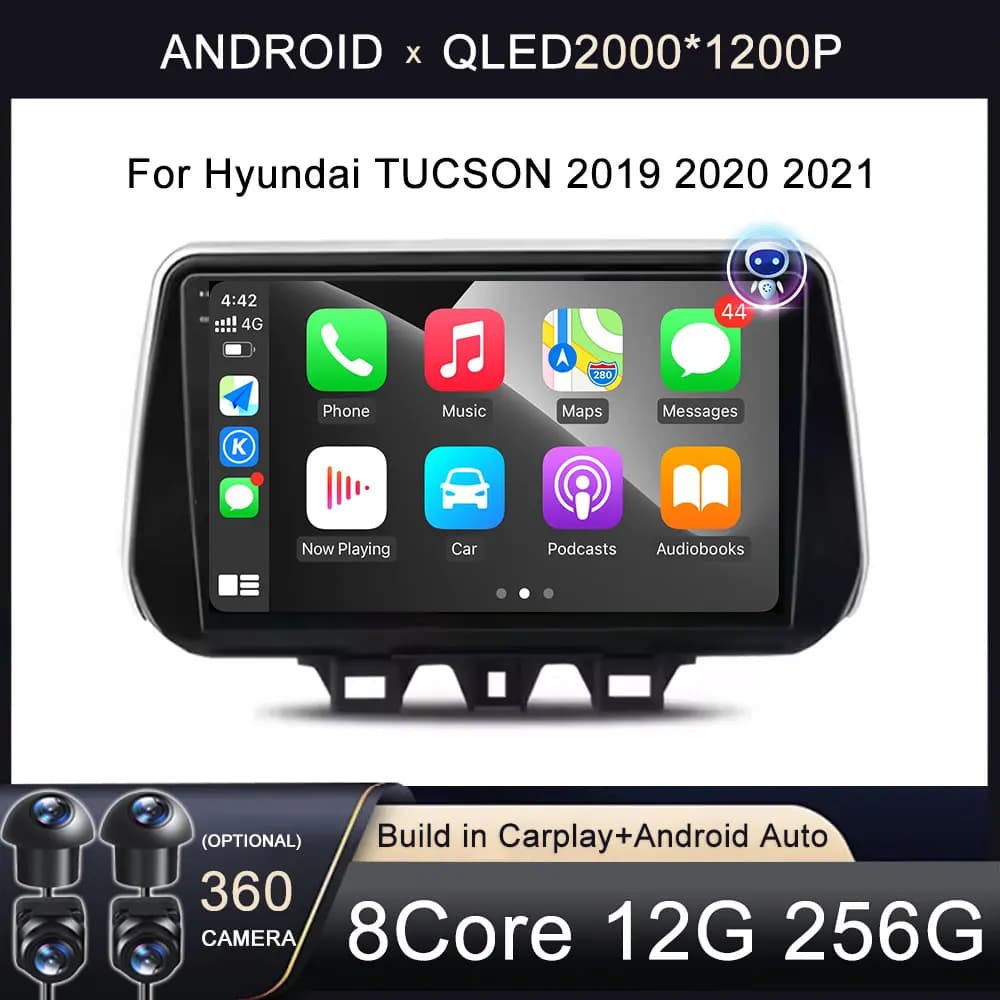Per Hyundai TUCSON 2019 2020 2021 Android Auto Wireless Carplay Autoradio Lettore Multimediale di Navigazione GPS WIFI Unità di Testa Stereo