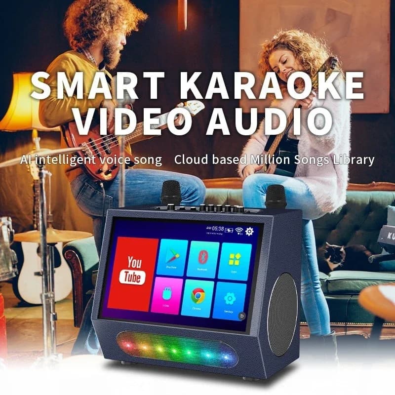 Altoparlante TV Portatile con Display Audio, Microfono, Illuminazione, Karaoke 40-800W, Connessione Wi-Fi, Audio per Televisore Portatile