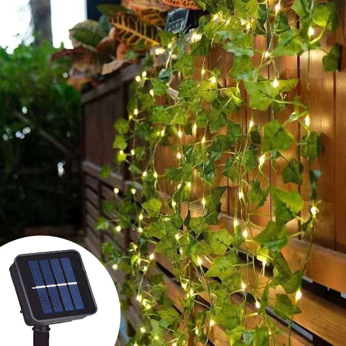 2M-10M Verde Solare Foglia Vite Ivy String Lucine Ghirlanda All'aperto Per Il Giardino Festa Di Natale Cortile Terrazza Decorazione di Nozze