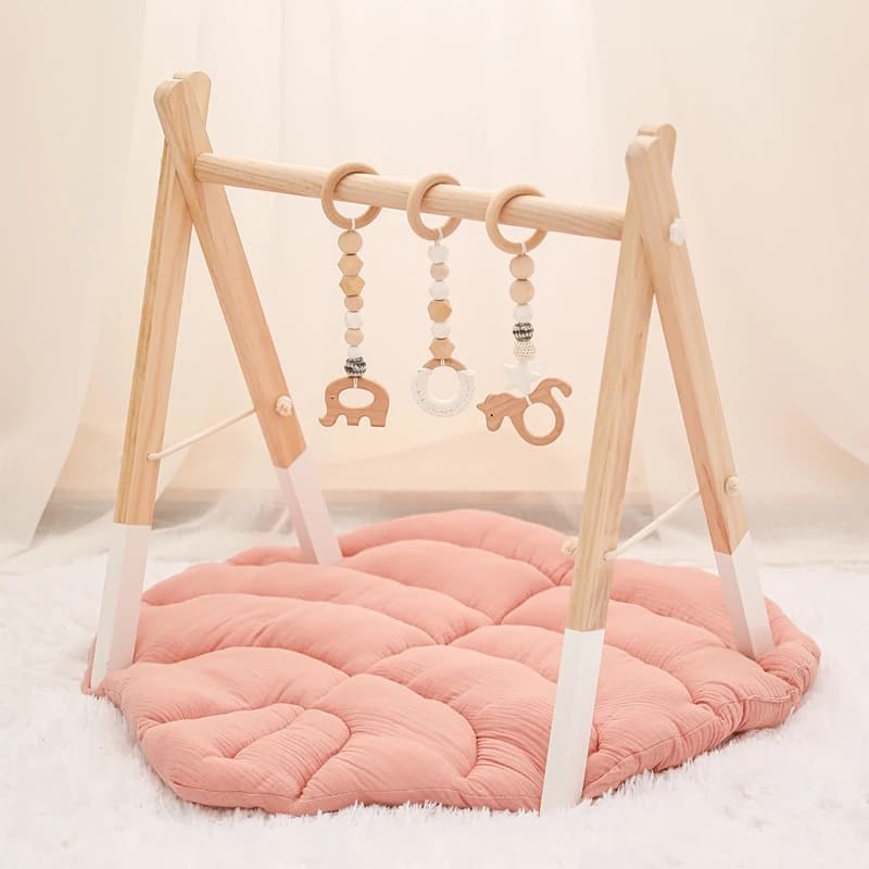 1Set sonaglio in legno massaggiagengive giocattoli per bambini gioca palestra Mobile struttura sensoriale neonato regali per l'allattamento accessori per passeggini fatti a mano